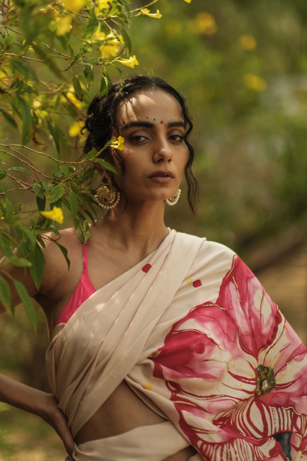 Hibiscus crepe saree