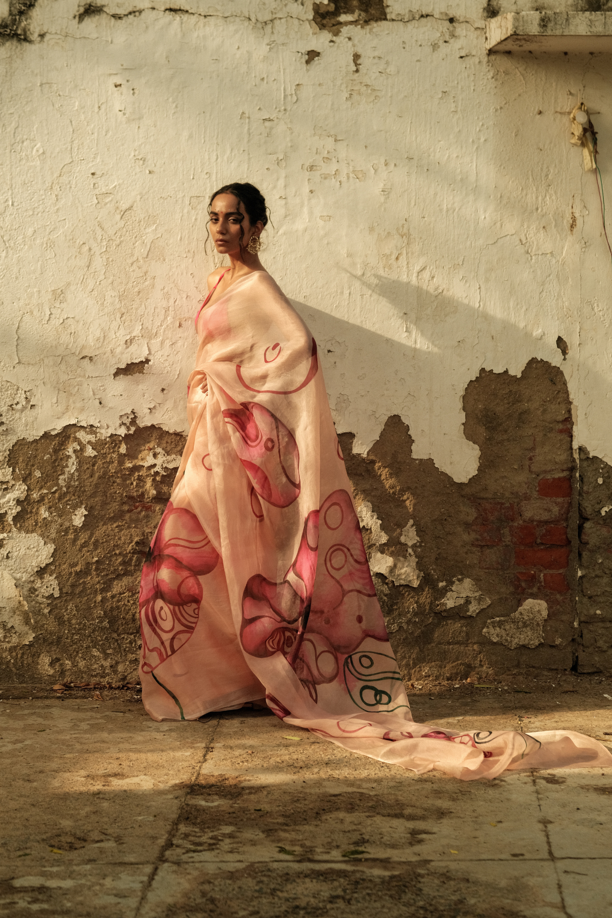 Hibiscus organza saree