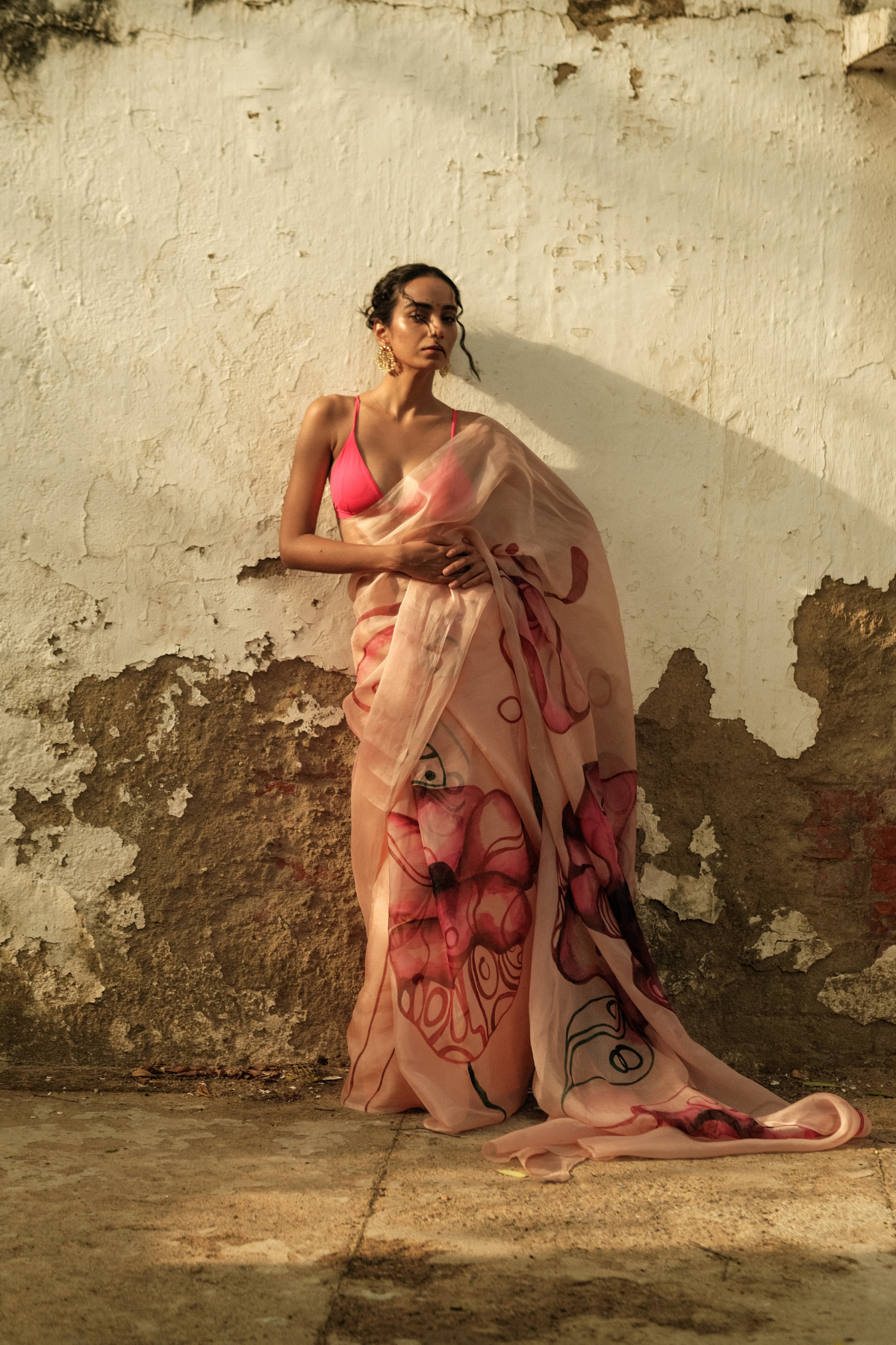 Hibiscus organza saree