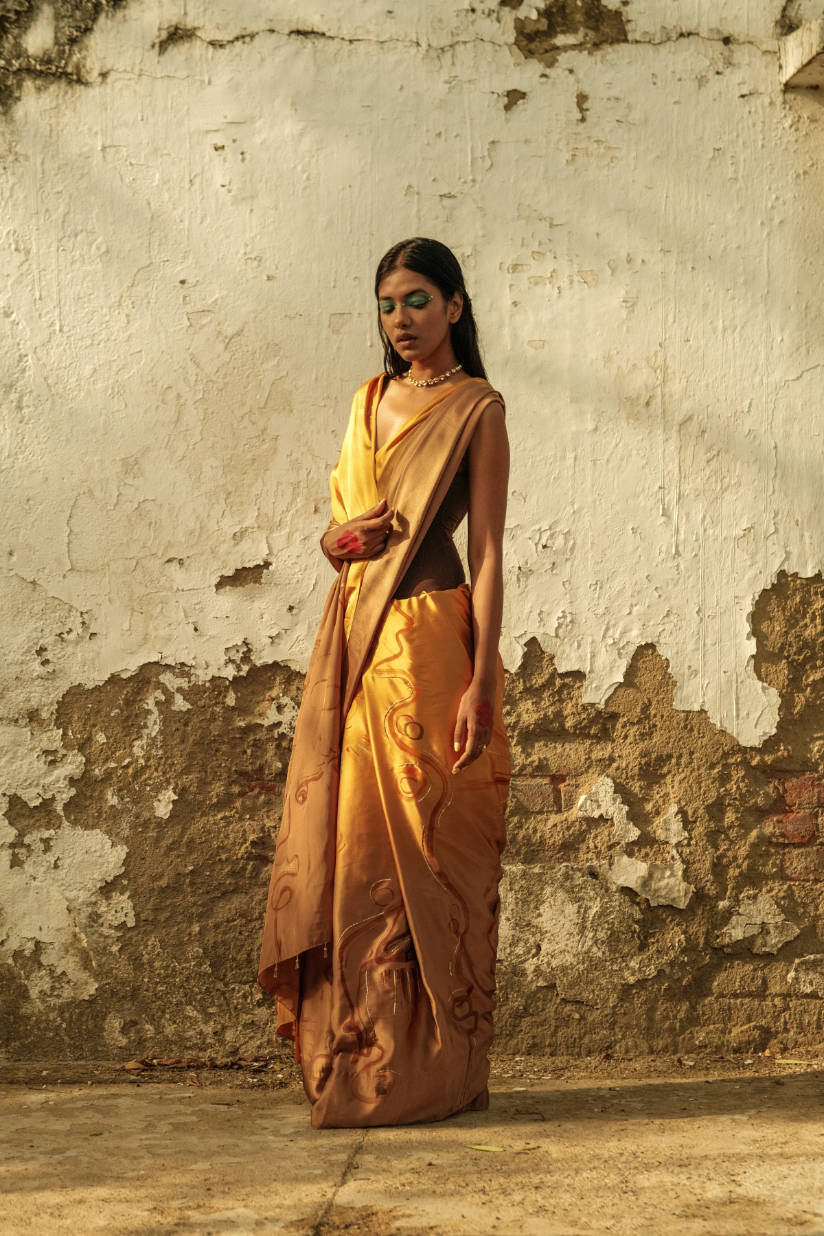 Bronze goddess saree