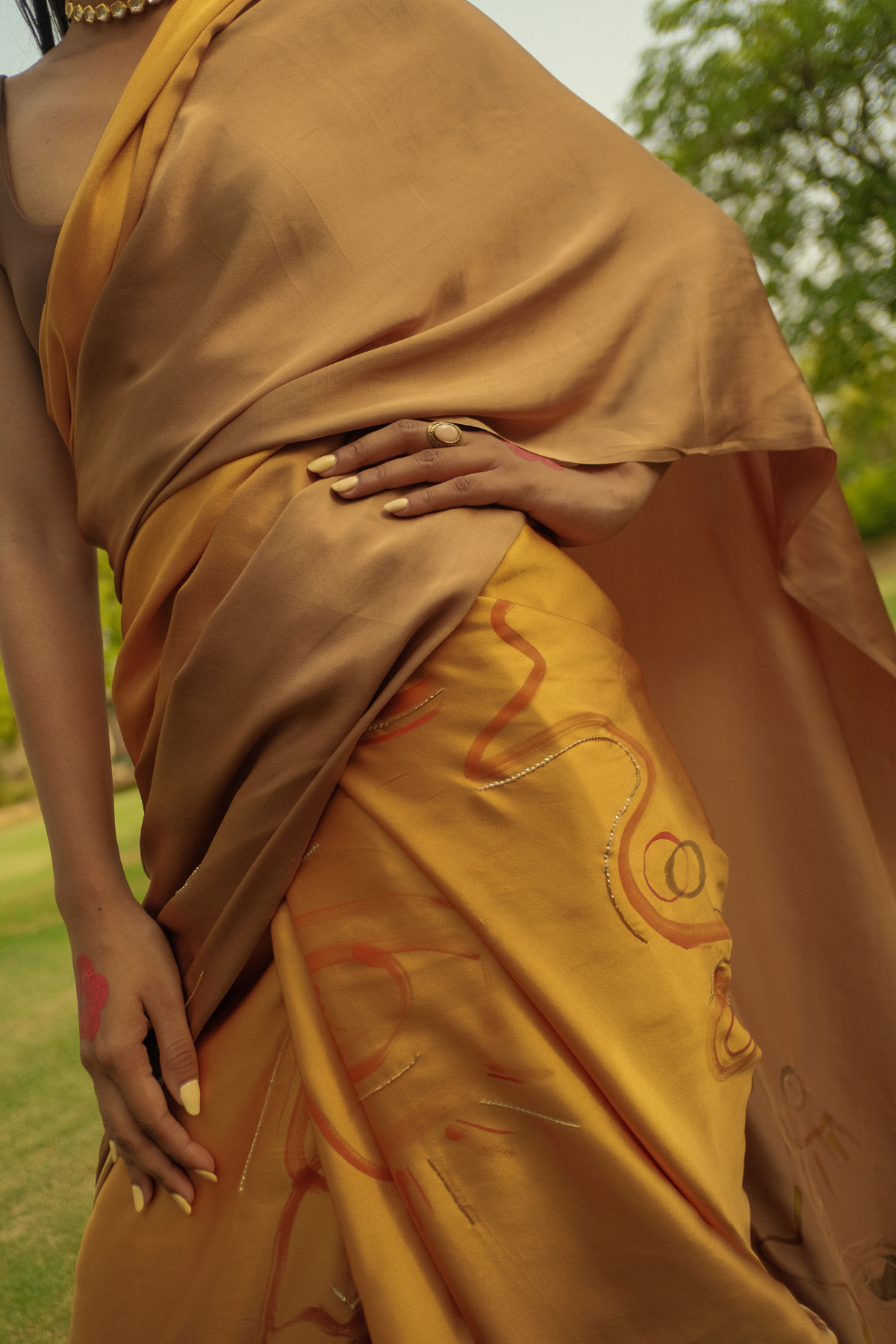 Bronze goddess saree