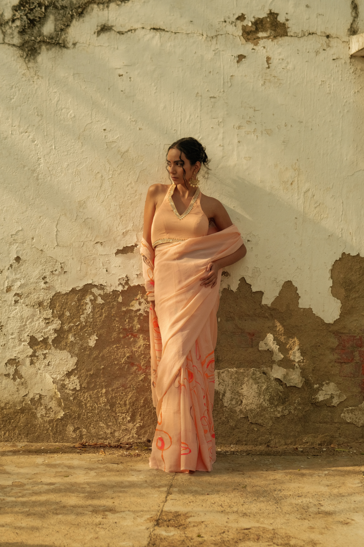 Sweet peach saree