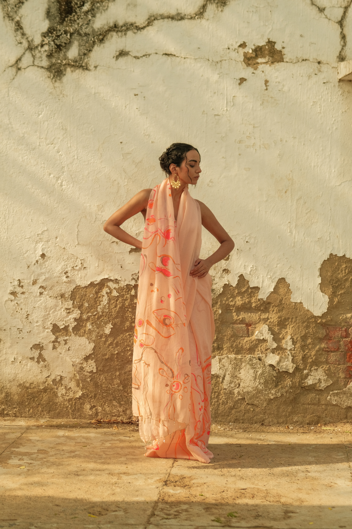 Sweet peach saree