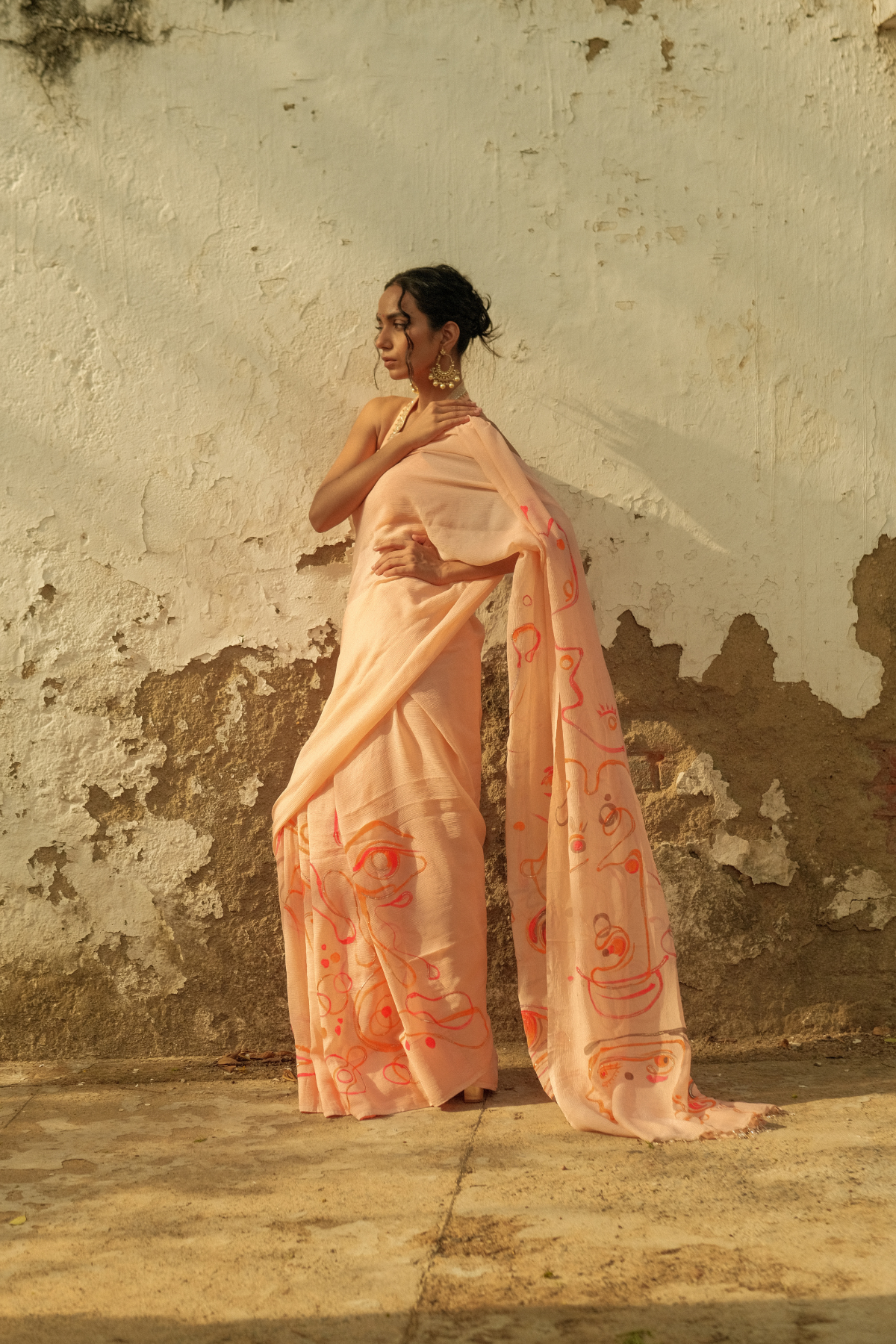 Sweet peach saree