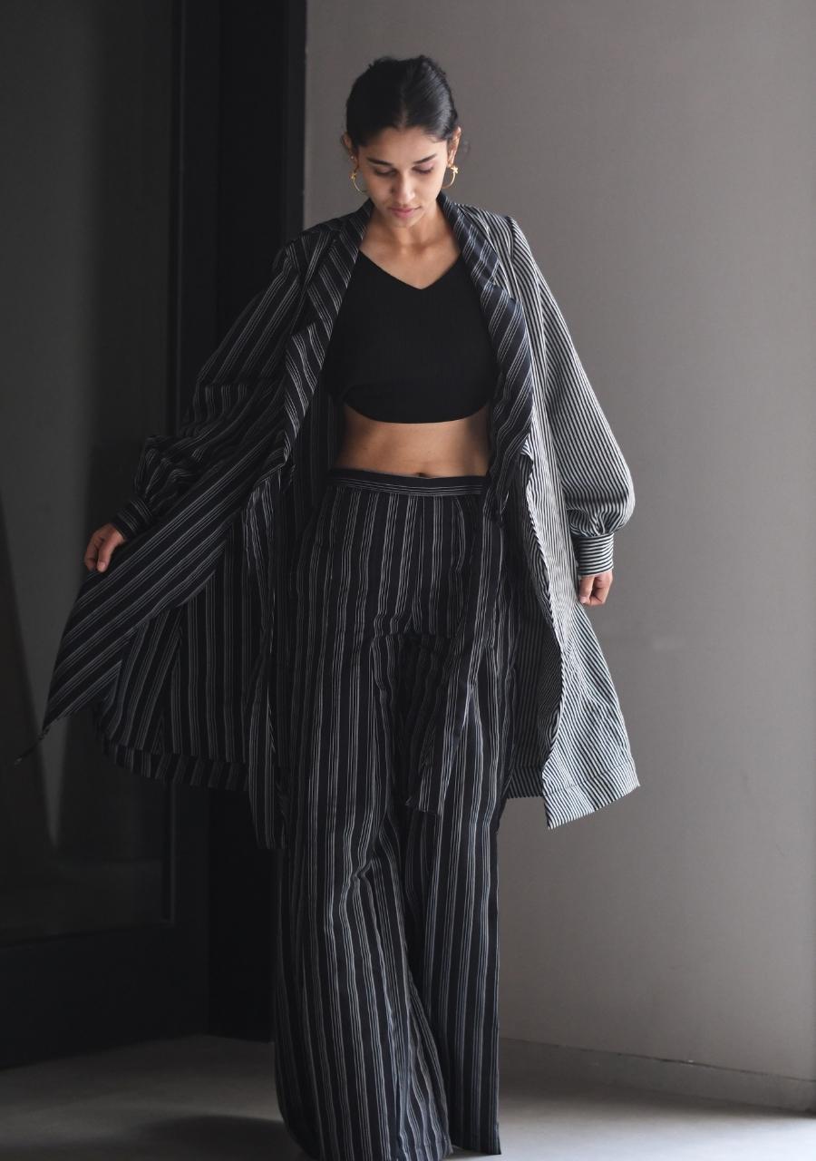 BOX PLEAT STRIPED PANT