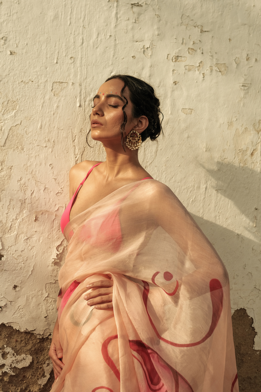 Hibiscus organza saree