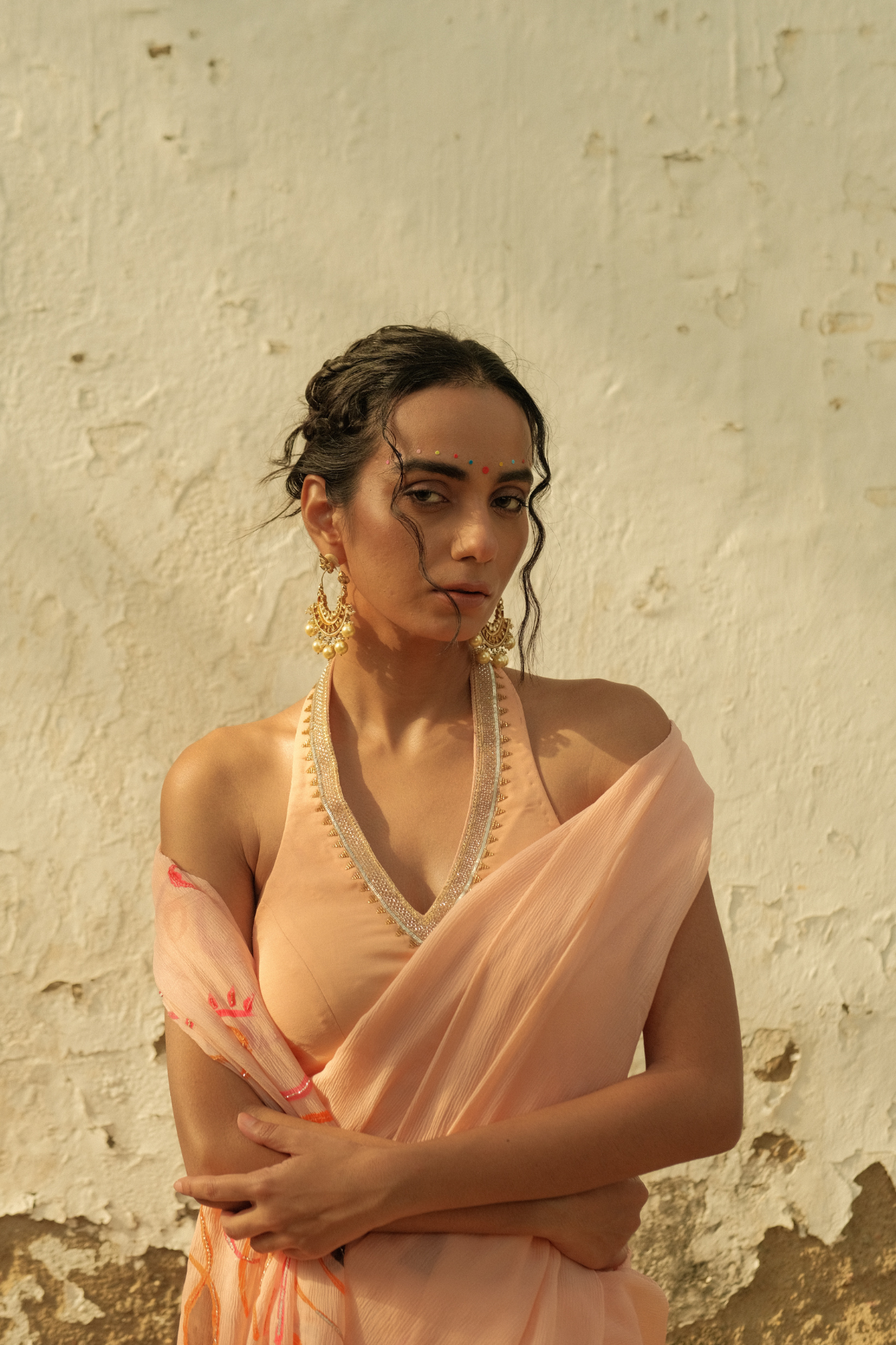 Sweet peach saree